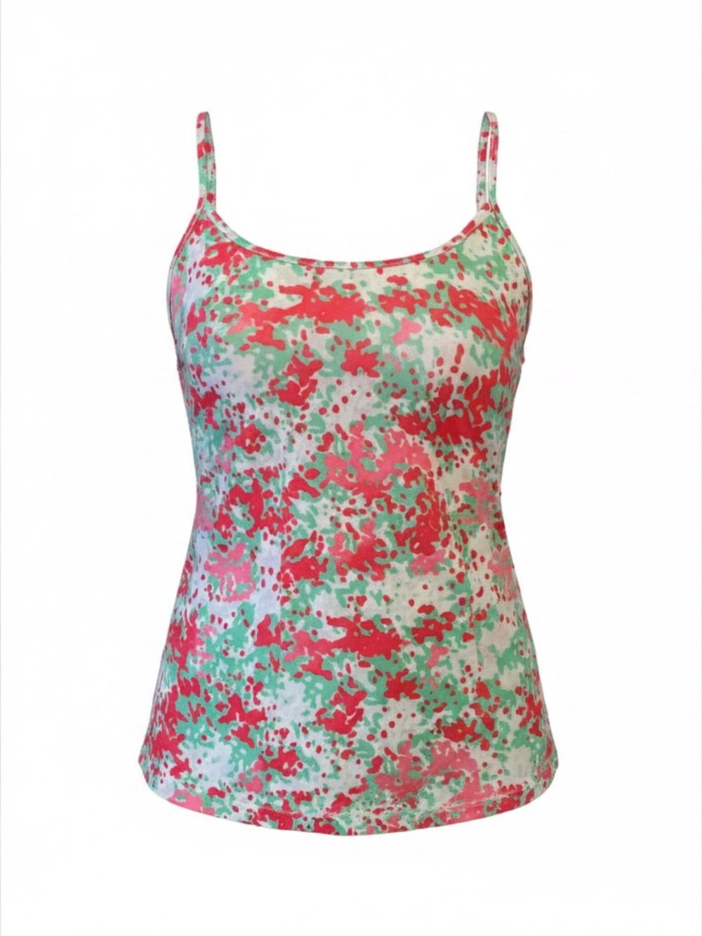 Spaghetti Strap Floral Print Tank Top in Pink & Green